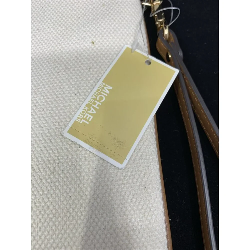 Michael Kors Large Logo Rainbow Pride Canvas Zip Pouch Heart MSRP $128 Natural - Picture 10 of 10